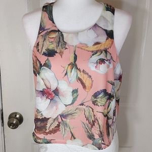 Jealous Tomato, Flirty Floral Crop Top, Peach